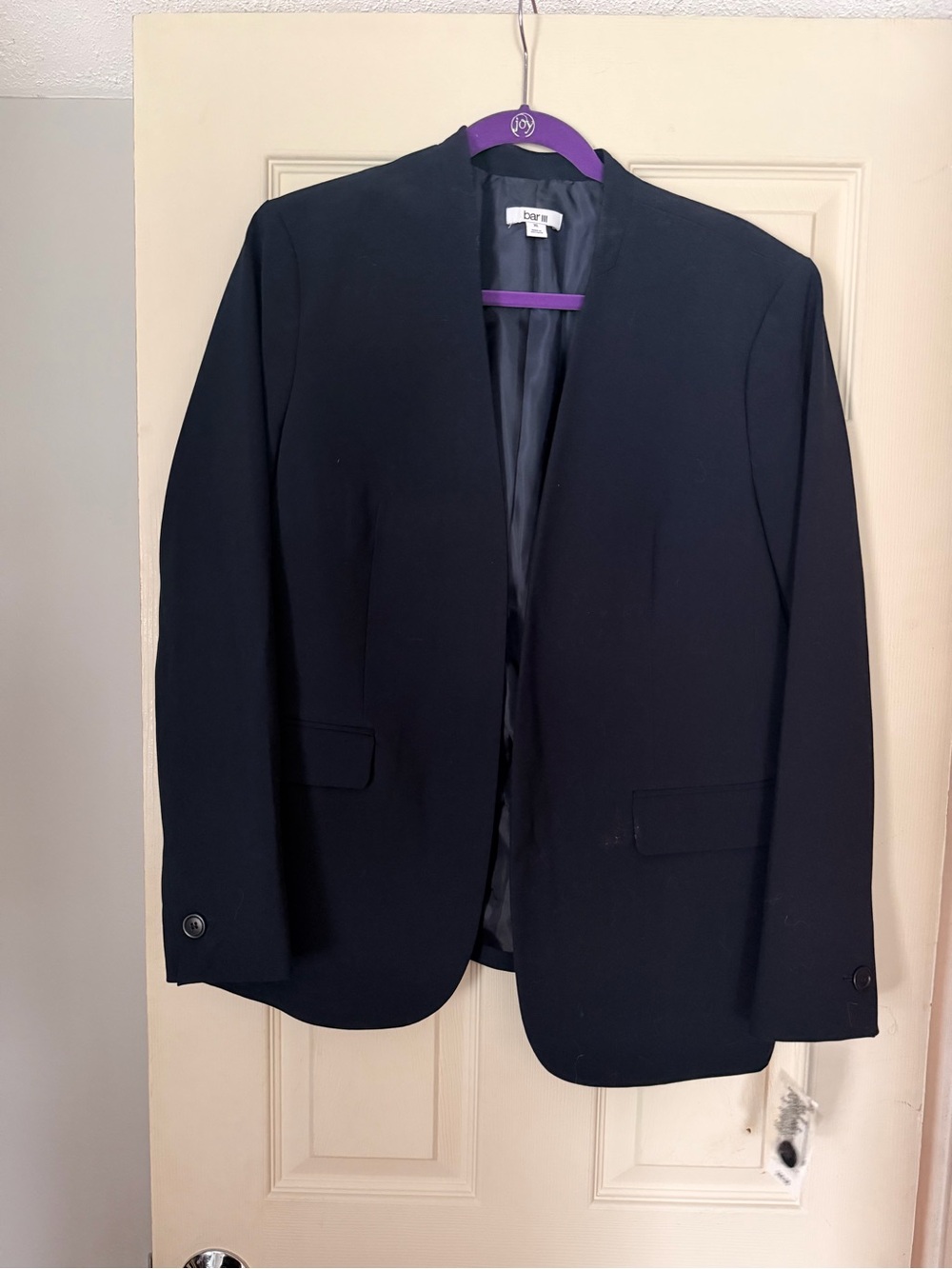 NWT Bar III Women’s Navy Collarless Blazer